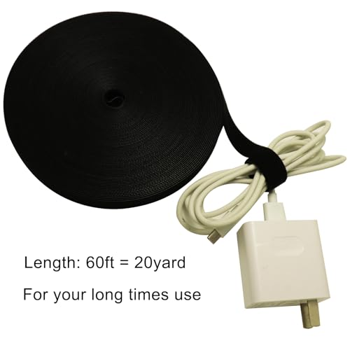 60ft x 1/2 Inch Hook and Loop Straps Double Sided Roll, Fastening Reusable Cable Ties Self Gripping, Adjustable Cord Straps Cable Management Tape for Home, Office, Wire Bundling
