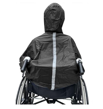 Waterproof Wheelchair Poncho, Windproof Rain cover adults Mobility Scooter Poncho Cape - color: Black