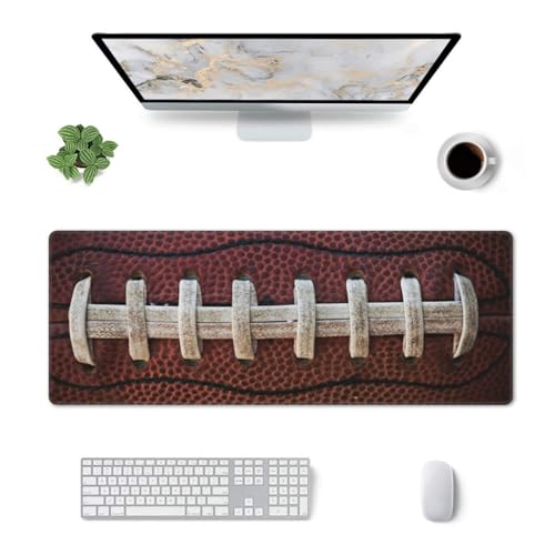 Sports Gaming Mouse Pad, Rugby Closeup America Football Large Extended Desk Mat 11.8X 31.5 inches with Non-Slip Base & Stitched Edges, Waterproof Desk Mat for Office, Home, Laptop, Computer Keyboard - color: Sports_15