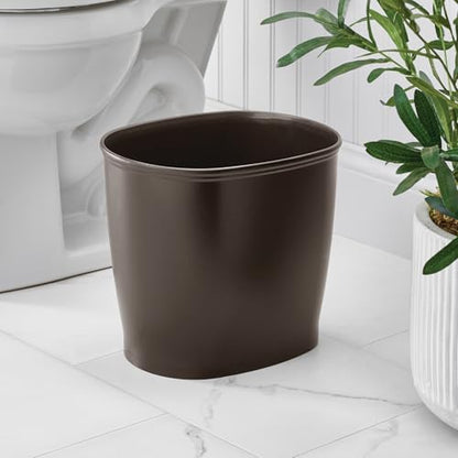 iDesign Slim Plastic Bathroom Trash Can, Bronze | Small Garbage Bin, For Bedroom, Office, Desk, Dorm - size: 12" x 8" x 10"