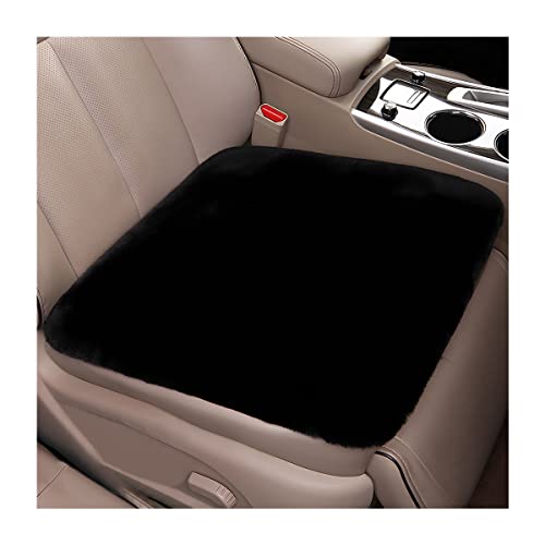 2Pack Car Front Seat Cushion, Soft Warm Faux Rabbit Fur Winter Auto Seat Cover, Fluffy Plush Vehicle Seat Protector Pad with Non-Slip Backing, Car Accessories for Home and Office Chair (Black) - color: Black