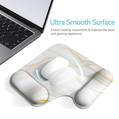 Ergonomic Mouse Pad with Gel Wrist Rest (1"& 1.2" Dual Height) - Mouse Pads Compact Mousepad Desk Mat Office, Gaming & Carpal Tunnel Relief | Non-Slip Rubber Base Gold Marble - color: Gold Marble
