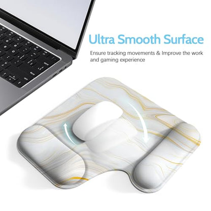Ergonomic Mouse Pad with Gel Wrist Rest (1"& 1.2" Dual Height) - Mouse Pads Compact Mousepad Desk Mat Office, Gaming & Carpal Tunnel Relief | Non-Slip Rubber Base Gold Marble - color: Gold Marble