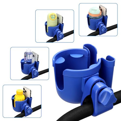 Accmor Stroller Cup Holder with Phone Holder, Bike Cup Holder, Universal Cup Holder for Uppababy Nuna Doona Strollers, 2-in-1 Cup Holder for Walker, Wheelchair, Scooter - color: All Dark Blue & All Dark Blue