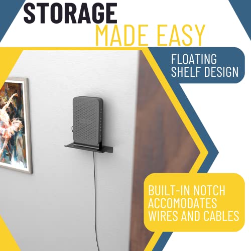 Koova WiFi Router or Speaker Shelf | Floating Shelving for Cable Box, Modem, Gaming System & Streaming Media Devices | Vented Airflow Metal Panel | Display Shelf - size: Koova Router Shelf for Vertical Routers