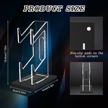 FYY Game Controller Holder 2 Tiers - Universal Dual Controller Stand Headphone Holder, Acrylic Black Controller Display Stand Compatible with Nintendo Switch Xbox PS5 PS4, Desk Mounts for Controller - color: 2-Tier-Black