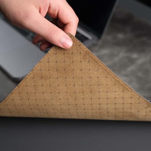 Jersey Genuine Calfskin Leather Desk Pad, Office Desk Mat with Non-Slip Bottom, Smooth Surface for Mouse & Keyboard, Desk Protector (36x19 inches) (Grey) - color: Grey