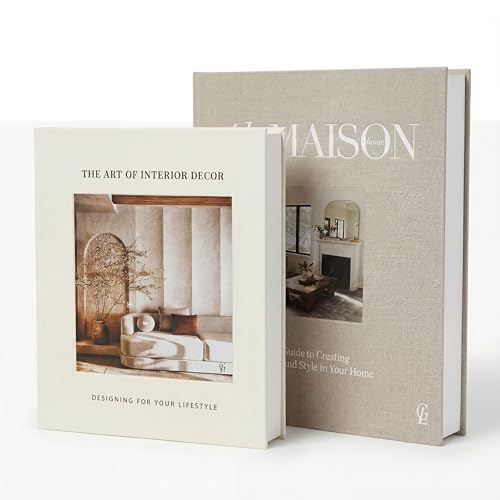 Decorative Fake Books for Home Decor – Set of 2 Linen Faux Book Storage Boxes with Hidden Storage to Reduce Visible Clutter, Coffee Table & Bookshelf Decor for Living Room Styling