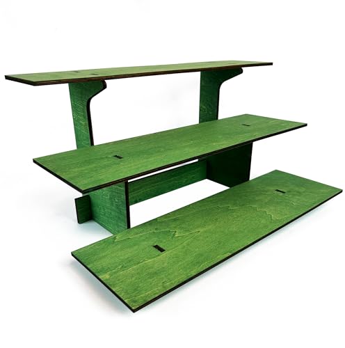 3-Tier Straight Retail Table Display Stand with Shelves for Products | 3 Step Straight Display Rack for Counter Top, Craft Shows, Farmers Market, Trade Shows, Pop ups, Soap Display, Candles (Green) - color: Green