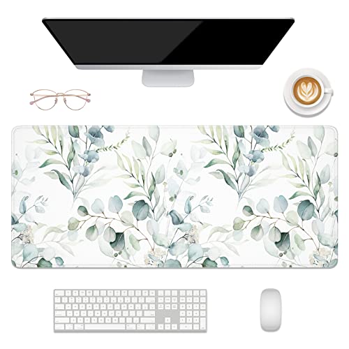 Desk Mat, 32" x 12" XXL Extended Large Gaming Mouse Pad, Desktop Decor Desk Pad, Cute Men Women Office Supplies and Accessories, XL Mouse Mat for Laptop & Keyboard, Minimalism White Flower - color: Minimalism White Flower, size: 32" x 12"