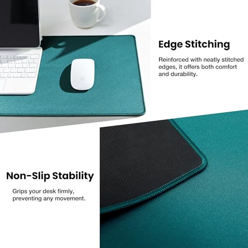 ALOANES Green Waterproof Desk Mat, Large Mouse Pad with Extended Mouse Mat, with Anti Slip Base, Stitched Edge, Grain Jacquard Surface, Perfect for Gamer, Office& Home 3XL(35.43"x15.74"x0.12") - color: 01- Pro Green, size: 3XL(35.4" x 15.7")