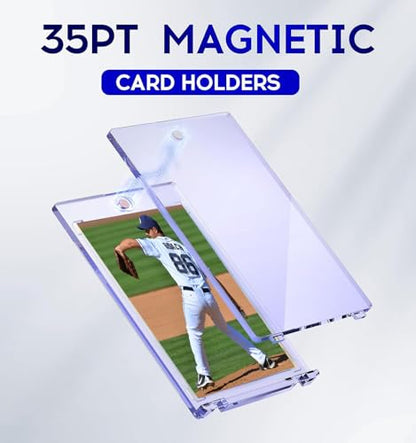 50ct Magnetic Card Holder, 35pt One Touch Card Holder, U-V Protectors Hard Plastic for Trading Cards, Magnet Case, Sports, Game, Football, Baseball - size: 50 PACK
