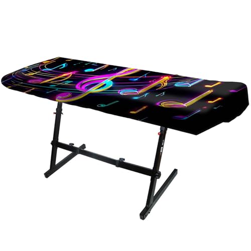 Nuxovilar Stretchy 88 Keys Keyboard Piano Dust Cover, Elastic Milk Silk with Neon Musical Notes & Treble Clef for Digital Keyboards - color: hd04636-B