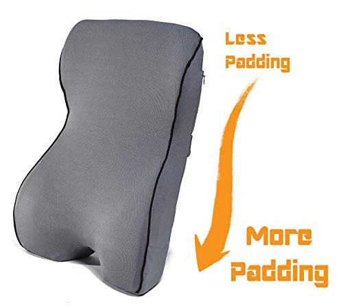 Castle Knight Soft Memory Foam Back Cushion - Tapered Support More Foam in The Lower Back and Less Foam in The Middle and Upper Back for Home, Office, Auto, and Travel (Knight Size, Stone) - color: Stone, size: Knight