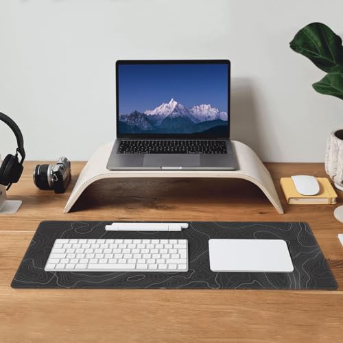 Topographic Contour Extended Big Mouse Pad Large,Gaming Mouse Pad Desk Pad,31.5×11.8 Inch Long Computer Keyboard Mouse Mat Mousepad with 3mm Non-Slip Base and Stitched Edge for Gaming and Office - color: Topographic Contour