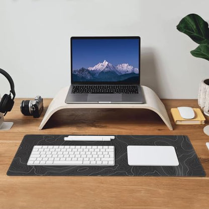 Topographic Contour Extended Big Mouse Pad Large,Gaming Mouse Pad Desk Pad,31.5×11.8 Inch Long Computer Keyboard Mouse Mat Mousepad with 3mm Non-Slip Base and Stitched Edge for Gaming and Office - color: Topographic Contour