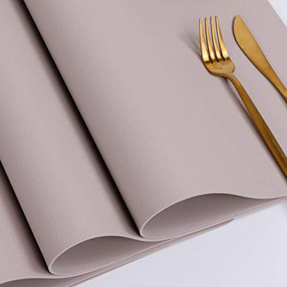 Wipeable Placemats Leather Table Mats Waterproof Heat-Resistant Easy to Clean for Dining Table Set Kitchen Table (4, Taupe) - color: Taupe, size: set of 4