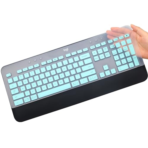 Keyboard Cover Skin for Logitech MK545 MK540 Wireless Keyboard, Logitech MK545 Keyboard Protector, Logitech MK540 Ultra Thin Desktop PC Silicone Clear Keyboard Skin Protector-Hotblue - color: Hotblue