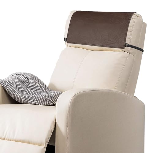 Recliner Headrest Protector-Faux Leather Headrest Covers for Recliners,Recliner Headrest Cover with Elastic Straps,Chair Headrest Cover for Recliners Protector 17 x 27 in(Dark Brown) - color: Dark Brown