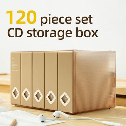 CD Case, 120 Capacity CD/DVD Case Holders Wallet Hard Plastic DVD Disc Cases Storage Binder for Car Home Office Travel (1, 120 Capacity Khaki) - color: 120 Capacity Khaki