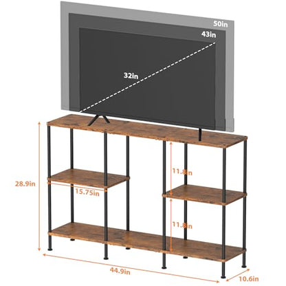 50 Inch TV Stand, Tall Entertainment Center with Open Storage Shelves,3 Tier Tall Farmhouse TV Console Table for Small Spaces, Media Cabinet Rustic Entertainment Center for Living Room Bedroom, Brown - color: Brown