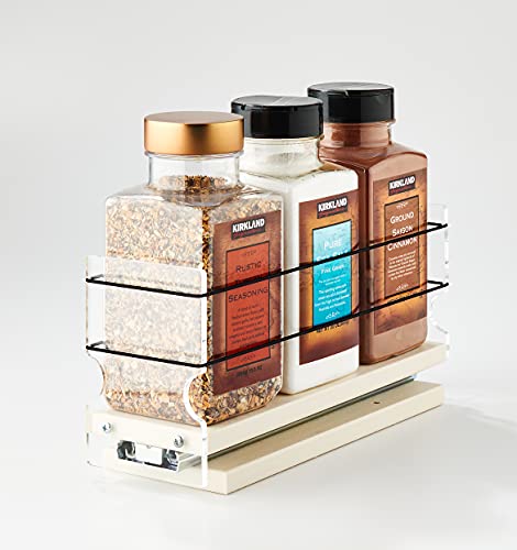 Vertical Spice - Sliding Spice Rack Organizer for Cabinets - Pull Out Shelves for Upper Kitchen Cabinets - Cabinet Organizer/Storage - USA Made - 1 Tier - 3.45" x 5.0" x 10.6"(Cream, Assembled) - color: 3.25" Drawer, Cream Assembled