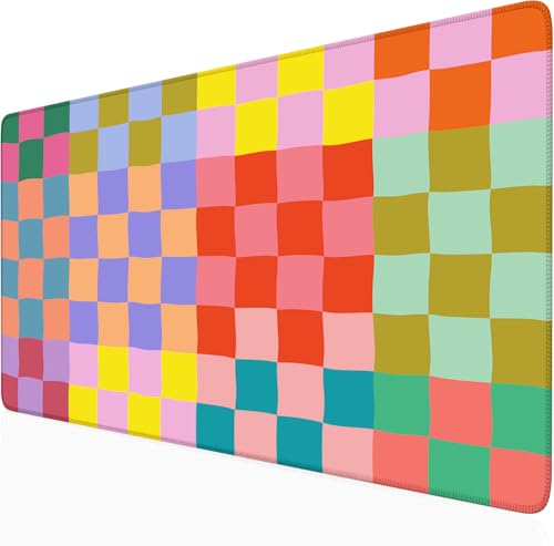 Checkered Desk Mat Retro Cute Mouse Pad XXL Large Mouse Pad, Desk Matt for Desktop Keyboard Pad Mouse Mat Computer Decor with Stitched Edges 31.5 X 15.7In - color: A7-Retro Checkered