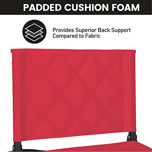 Sheenive Red Stadium Seats for Bleachers with Back Support, Padded Soft Comfy Backs and Cushion, Extremely Large and Portable - color: Red