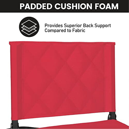 Sheenive Red Stadium Seats for Bleachers with Back Support, Padded Soft Comfy Backs and Cushion, Extremely Large and Portable - color: Red