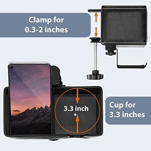 Desk Cup Holder Clip on Pen Holder Headphone Hanger Headset Stand Rotatable Clamp Hook Under Desk (Black) - color: Black