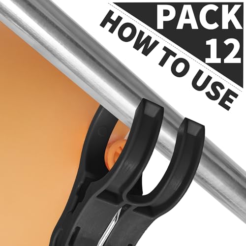 PUGPIU 12 Pack Balloon Arch Clips for Backdrop, 3.5 Inch Black Spring Clamp | Plastic Balloon Clips for Arch, Great for Backdrop Stand, Birthday Wedding Decoration, Hang-drying, Beach Towels, Photos - color: Black1