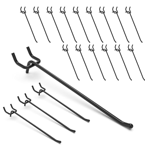 50PC 8" Pegboard Hooks for 1/4" Peg Board | Heavy Duty Black Metal Pegboard Hooks for Tools & Supplies, 30 lb Capacity Organizer Accessories for Garage, Store - size: 8 Inch