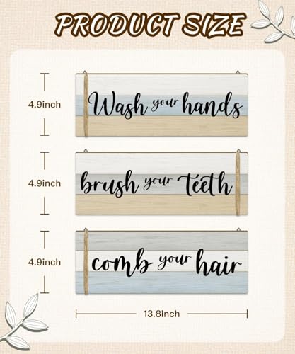 Putuo Decor Bathroom Wall Decor Set of 3, Relax Soak Breathe Unwind Wood Sign Panels, Spa Style Bathroom Hanging Art for Tub Area, Vanity, Powder Room, Yoga Studio, Meditation Corner, Apartment