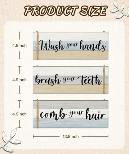 Putuo Decor Bathroom Wall Decor Set of 3, Relax Soak Breathe Unwind Wood Sign Panels, Spa Style Bathroom Hanging Art for Tub Area, Vanity, Powder Room, Yoga Studio, Meditation Corner, Apartment