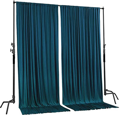 AK TRADING CO. 10 feet x 8 feet IFR Polyester Backdrop Drapes Curtains Panels with Rod Pockets - Wedding Ceremony Party Home Window Decorations - Dark Teal - color: Dark Teal