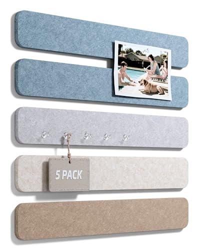 Fluxynara Cork Board Alternative Felt Strip Board 5-Pack 13"x2", Office Pin Board with 35 Push Pins, Adhesive Install for Bedroom Door & Home Office (Coastal) - color: Coastal, size: 5-pack