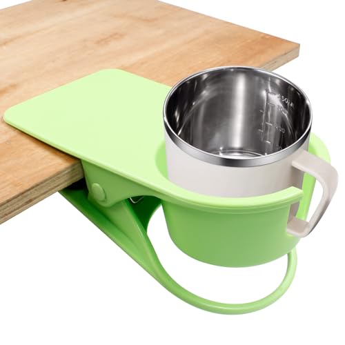 Jiozermi Drinking Cup Holder Clip, Desk Drink Holder Clip Adirondack Chair Cup Holder with Clip Cup Clip Holder for Water Drink Beverage Soda Coffee Mug(Green) - color: Green