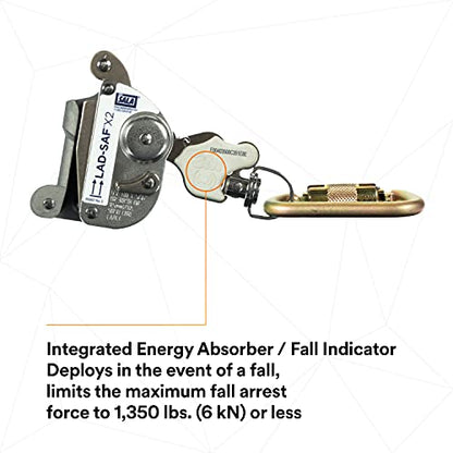 3M DBI-SALA 6160030 Lad-Saf Sleeve with Carabiner, Cam and Inertial Locking Fits 3/8"" and 5/16"" Diameter, Silver