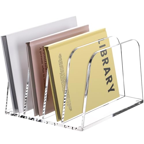 YUXUN Desk File Organizer,4-Section Clear Acrylic Desk Organizer,Vertical File Sorter Holder Organization for Office School & Classroom - style: 4-Section,B5