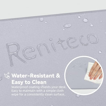 Reniteco Waterproof Large Gaming Mouse Pad with Durable Stitched Edges, Non-Slip Rubber Base, Grainy Jacquard Mouse Mat Desk Pad for Home Office Gaming, 35.4''x15.7''x0.12'', Matte Light Gray - color: Matte Light Gray, size: 35.4''x15.7''x0.12"