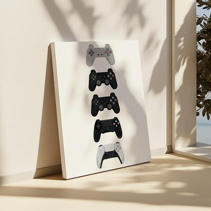 Monem Art Video Game Canvas - Controller Evolution Print - Geeky & Gamer Art - Minimal Gaming Consoles Wall Design - Great Game Room or Boy's Bedroom Wall Decor - Available in 8x10 to 30x40
