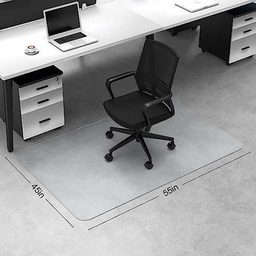 Blvornl Office Chair Mat for Hard Wood Floor, Sturdy Plastic Protector Floor Mat for Office Chair, Rectangle Transparent PVC Computer Hard Floor Chair Mat for Desk, Office, Home (Clear, 45 X 55in) - size: 45 X 55in