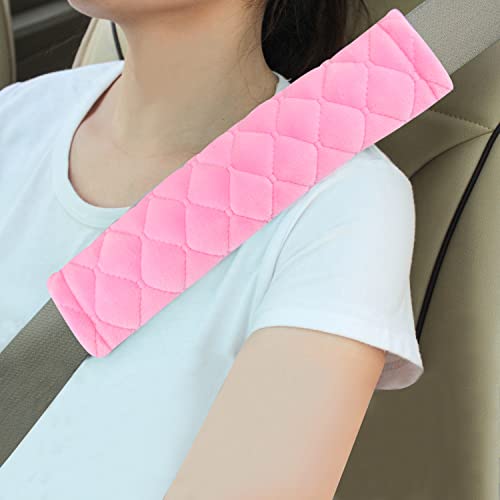Amooca Soft Auto Seat Belt Cover Seatbelt Shoulder Pad Cushions 2 PCS for a More Comfortable Driving Universal Fit for All Cars and Backpack Pink - color: D: Pink