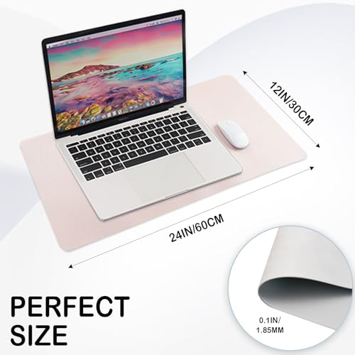 24 x 12 Inches Leather Desk Pad Protector, Non-Slip PU Leather Desk Mat, Laptop Desk Pad, Perfect for Office & Home Use (off-white) - color: Off-white