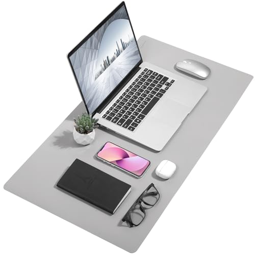 Leather Desk Mat Mouse Pad Large Non-Slip Surface Office Home Desk Accessories Supplies Decor for Keyboard Computer Laptop Writing Table Protector (Light Gray) - color: Light Gray