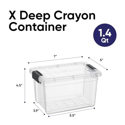 Superio Mini Storage Container Plastic Crayon Box Art Supplies and Sewing Case Stackable Clear Small Organizer for Beads, Stationery, Chalk, and Food, 1.4 Quart, 3 Pack - size: 1.4 Quarts, style: 3 Pack