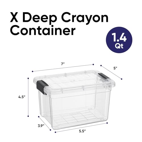 Superio Mini Storage Container Plastic Crayon Box Art Supplies and Sewing Case Stackable Clear Small Organizer for Beads, Stationery, Chalk, and Food, 1.4 Quart, 3 Pack - size: 1.4 Quarts, style: 3 Pack