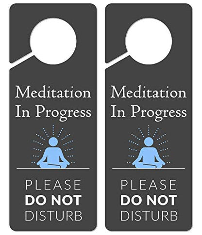 2 Pack Meditation Door Hanger, 9.3"x3.5" PVC Plastic, Do Not Disturb Sign for Room - color: Version E