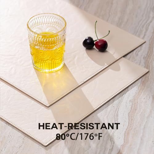 Baroyal Faux Leather Placemats Set of 6 Vinyl Washable Wipeable Table Mats for Kitchen Dining Table Heat Resistant Waterproof Modern Indoor/Outdoor Placemats Non-Slip Easy Clean Place Mats (Nude) - color: B-nude