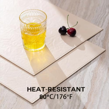 Baroyal Faux Leather Placemats Set of 6 Vinyl Washable Wipeable Table Mats for Kitchen Dining Table Heat Resistant Waterproof Modern Indoor/Outdoor Placemats Non-Slip Easy Clean Place Mats (Nude) - color: B-nude